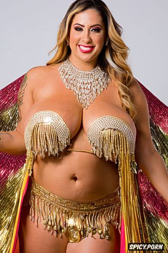 color photo, front view, gorgeous bellydancer, huge hanging hooters