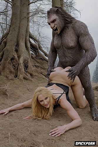 screams in acute vaginal pleasure, sasquatch fat dick fills her pussy