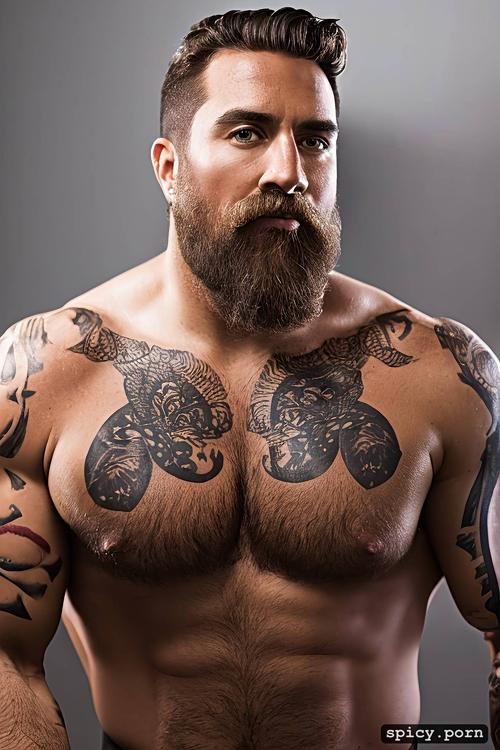 handsome full beard, 35 40 years old, large erect penis, stocky