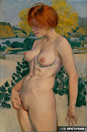 maurice denis, seductive expression, front view, steam, poledancer