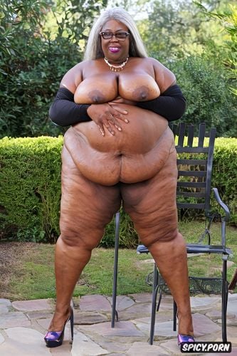 elderly, naked, busty, fat, ssbbw, no clothes cellulite ssbbw obese body belly clear high heels african old in chair ssbbw hairy pussy lips open long gray hair and glasses sexy clear high heels
