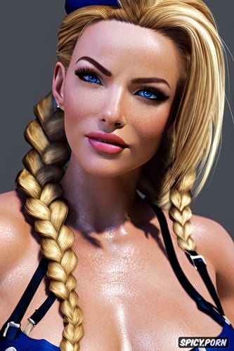 abs, masterpiece, ultra realistic, cammy white streetfighter 6 beautiful face muscles