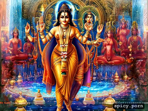 4 hands like goddess, lipstick, devi, hindu goddess, nude, ultra hd