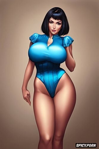 mountains, brazilian lady, bobcut hair, thick body, corset, intricate