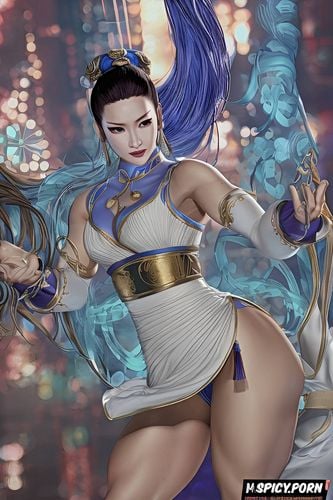 very wide hips, flat chest, fat thighs, chun li streetfighter