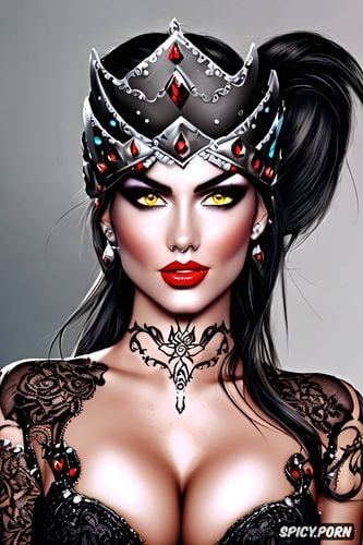 ultra detailed, ultra realistic, widowmaker overwatch sexy tight low cut black lace dress tiara tattoos beautiful face full lips milf full body shot