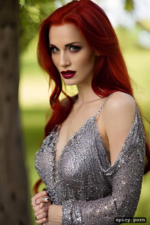 sexy redhead vampire queen, 8k, realistic