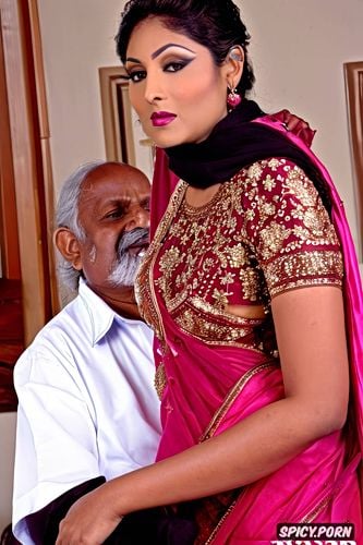 indian movie scene, most beautiful muslim women wearing hijab is cheating on her husband and having sex with old aged hindu man who has extremely large uncercumsized dick