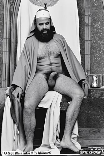 old muslim man with hard veiny erected penis showing, imam, nude