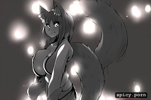 furry female, big boobs, full body, backlighting, wolf, stripper