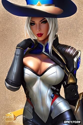 ashe overwatch tight outfit beautiful face masterpiece, ultra realistic