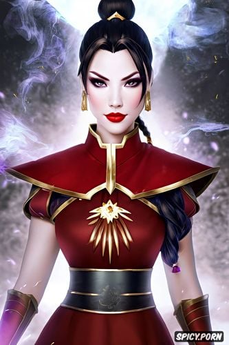 ultra detailed, ultra realistic, azula avatar the last airbender fire nation royal robes beautiful face full lips young full body shot
