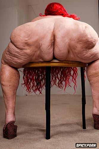 gigantic ass, spanish, sitting on a stool, perfect face, granny