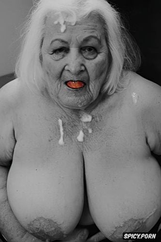 halloween, old fat grandmother, creepy, titjob, in the hospice room