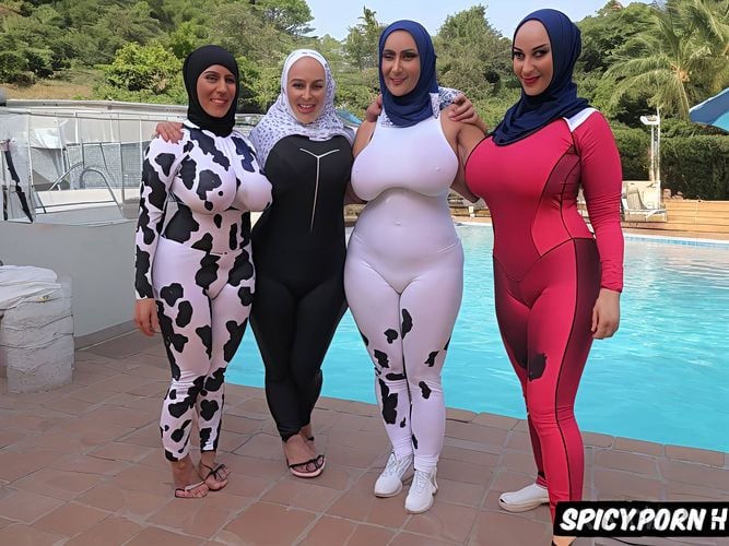 three white bbw milfs, perfect face, huge human cows, correct anatomy