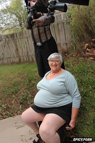 hairy pussy, ssbbw obese granny, spread legs squatting, sweater