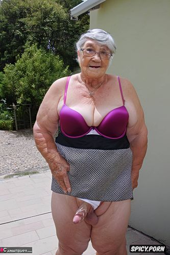 futanari, pretty, dickgirl, gigantic breasts, ssbbw, an very old fat granny futanari