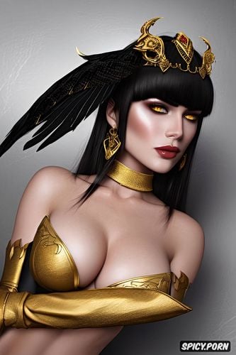 dragon age, morrigan, dark magic, gold eyes, ultra realistic