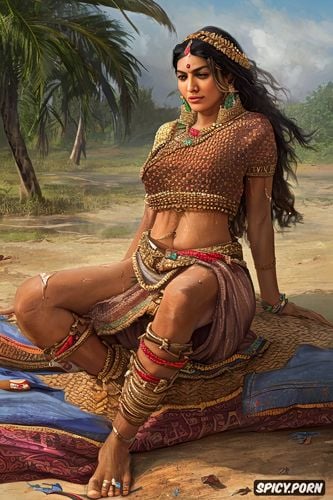 a young exploitable gujarati villager s wife all natural beauty with bold eyebrows and middle parted straight hair is cornered overwhelmed and subjugated to undress revealing her ripe vagina