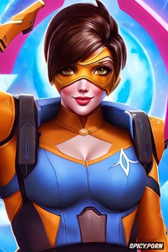 ultra detailed, ultra realistic, high resolution, tracer overwatch beautiful face young tight low cut star trek uniform masterpiece