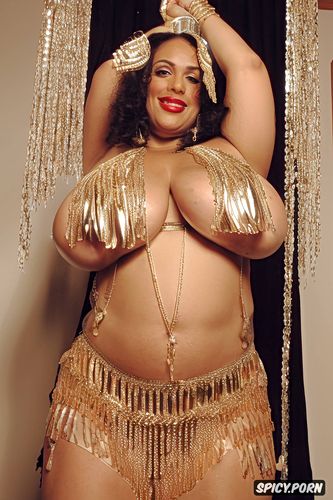 gorgeous bellydancer, extremely long wavy dark hair, massive saggy melons