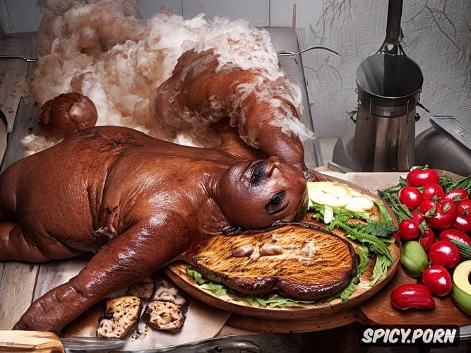 a human big fat bbw is serveed afterbeing roasted baked cooked spitroasted as the roasted baked cooked spitroasted bbw cokedcorpse serveed for dinner tocannibal forbeing eaten by human cannibalisme antrophagie as the meat of the roasted baked cooked corpse of a human présnuffed préfattened roasted baked cooked bbw