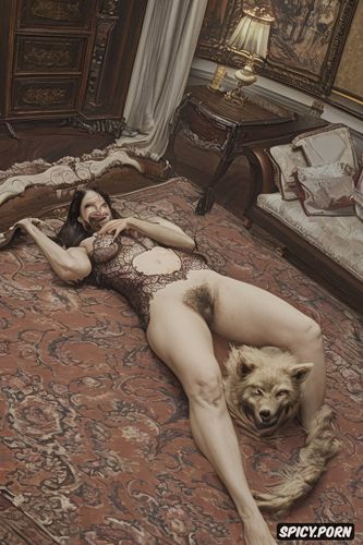 drooling, nude, husband and wife on couch, ferocious beast, pyotr krivonogov