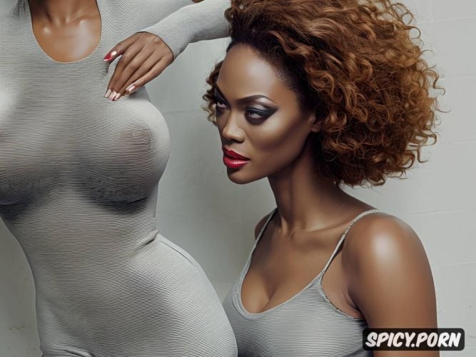 perky tits, stunning face, erect nipples, inspired by tyra banks