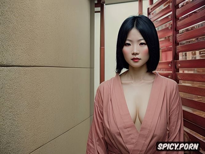 50 years, asian female, skinny body, gorgeous face, sauna, portrait