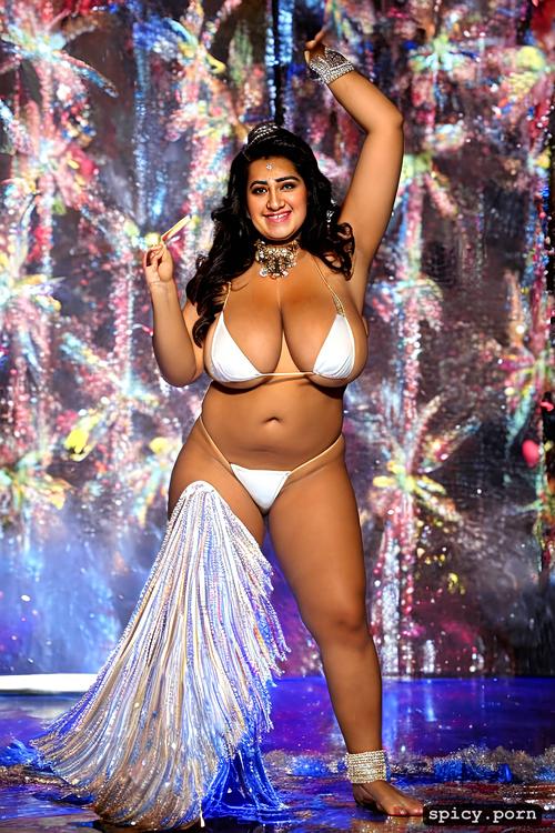 full body view, color portrait, giant hanging boobs, 24 yo beautiful indian dancer