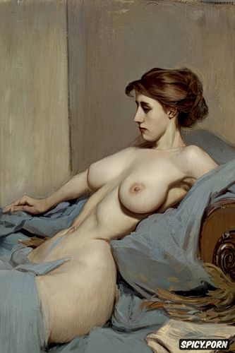 naked on bed, victorian era, white woman