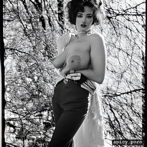 vivid, shot on anamorphic lenses, 1970 s style clothing, exposed erect nipples