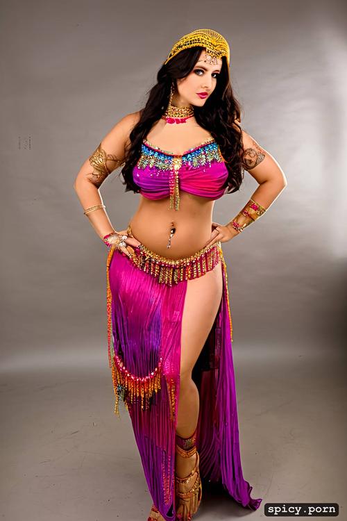 massive breasts, full front, thick, 18 yo, beautiful bellydance costume