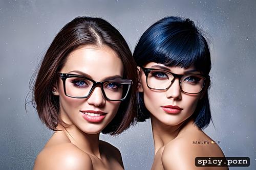 girls with glasses and bangs on her face with cute smile and a stunning body