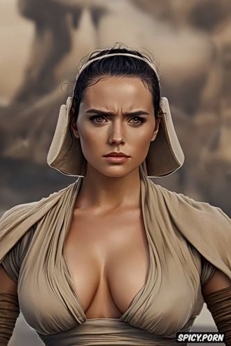 concept art, rey skywalker star wars the force awakens soft brown silk jedi robe robe open small perky firm natural tits beautiful face artstation