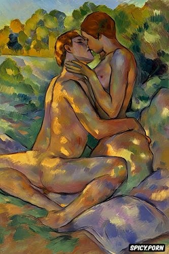 penis, fauves, cézanne, tender outdoor nude kiss impressionist