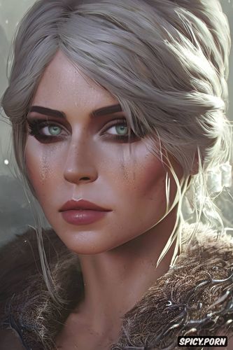 ciri the witcher 3 beautiful face topless, 8k shot on canon dslr