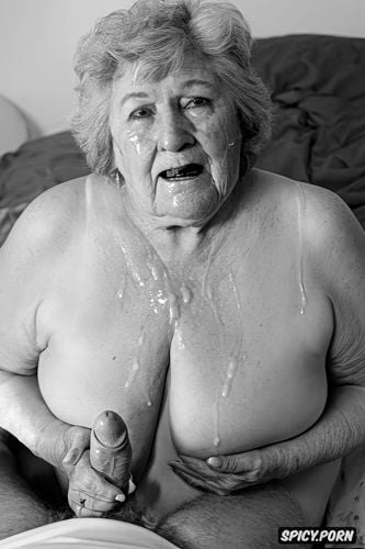 highres, halloween, old fat grandmother, handjob, old night gown