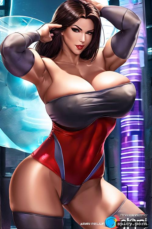 botomless, huge areola, curvier massive muscules, superhero outfit