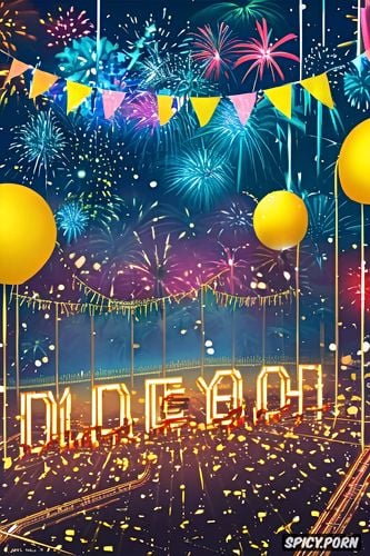 party venue, streamers, background graphic for new years eve ticket