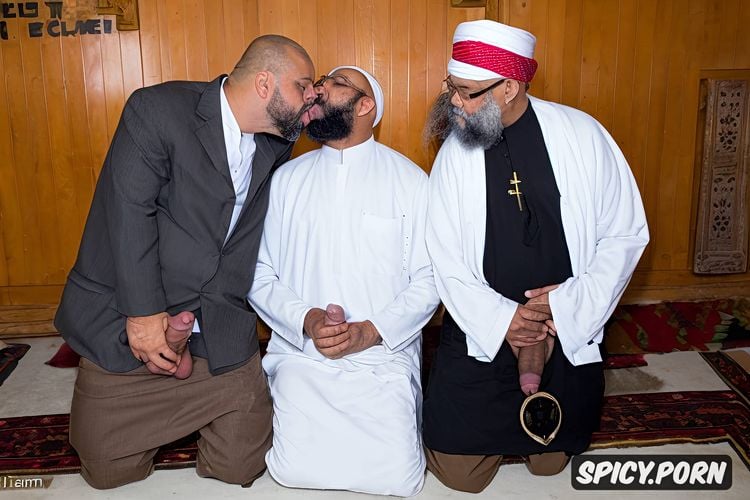 cloak, two old fat muslim imams, imam, imam sucks dick, enormous penis