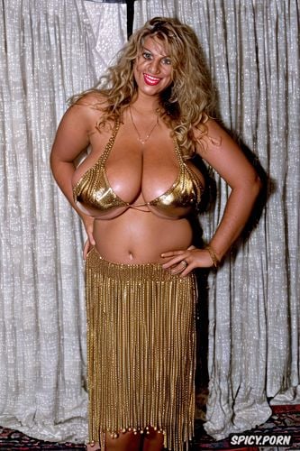 front view, gorgeous1 75 voluptuous tunesian belly dancer, nude
