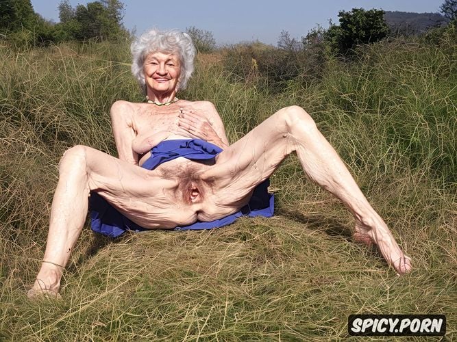 scraggy, scrawny legs, nude wet pussy upskirt legs open showing wet cunt short grey hair