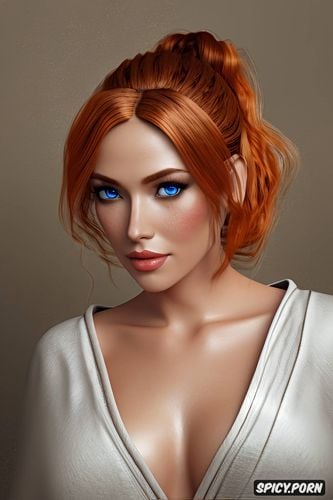 robe open, female jedi knight, beautiful face portrait, small round perky natural breasts