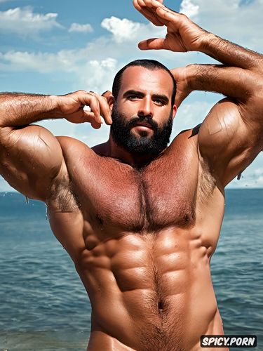 big erect penis, macho, muscled body, hairy chest, italian, male