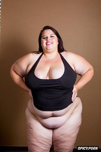very fat floppy boobs, closeup half view, beautiful model, beautiful smiling face