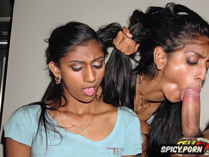 tears, skinny young indian teen, extremely petite, ponytail