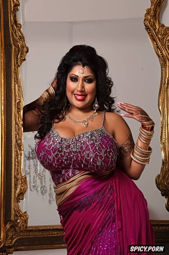 gorgeous voluptuous indian model milf bride, both hand raising up