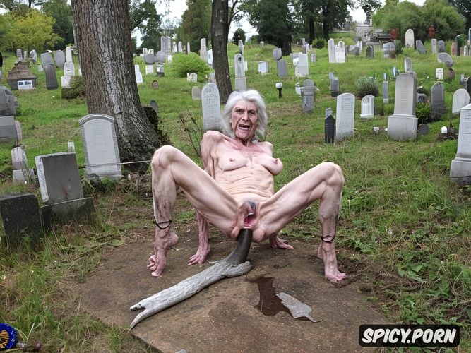 zombie, very thin, corpse, cemetery, dead body, scrawny, spreading legs