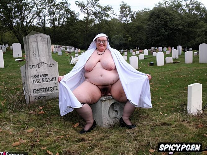 very long saggy tits, big dark nipples insane, fat, nun dressed